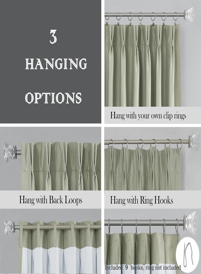 Central Park Sage Blackout Pinch Pleat Curtain Panel for Bedroom Noise Reducing Luxury Silk Panels with Full Blackout Liner Backtab Drapes with 9 Hooks (Ring not Include), 40"x84"x2, Sage Green - Image 4